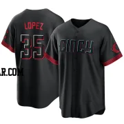 Alejo Lopez Youth Cincinnati Reds Black Replica 2023 City Connect Jersey