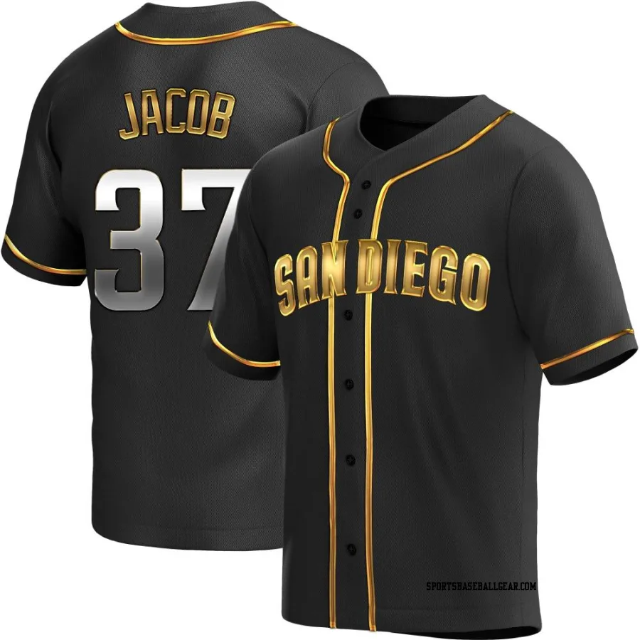 Alek Jacob Men's San Diego Padres Black Golden Replica Alternate Jersey