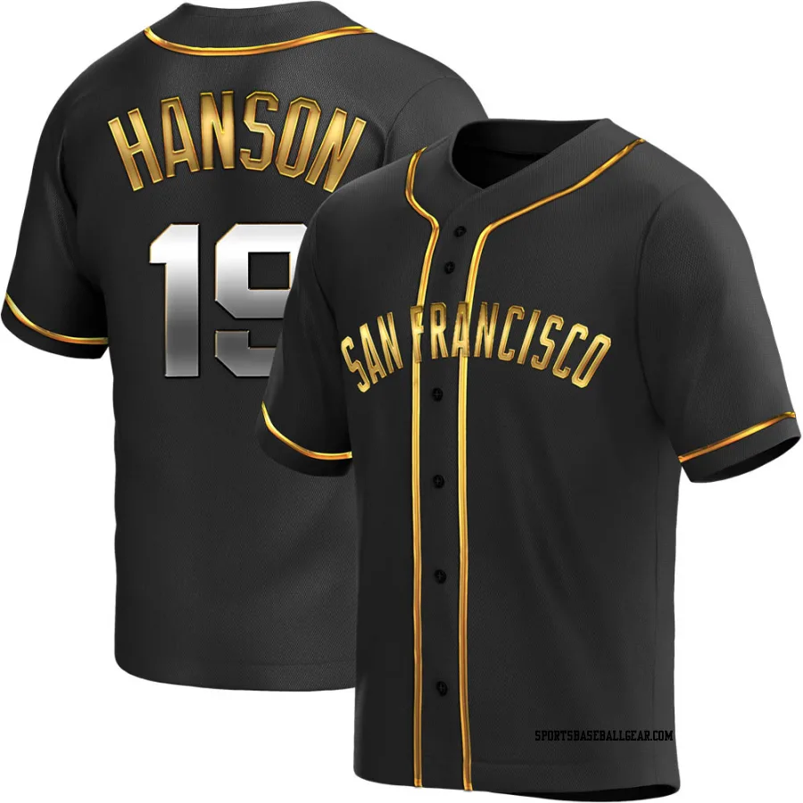 Alen Hanson Men's San Francisco Giants Black Golden Replica Alternate Jersey