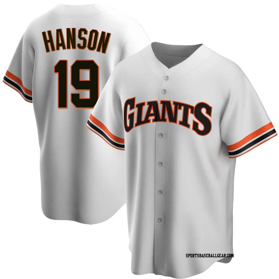 Alen Hanson Men's San Francisco Giants White Replica Home Cooperstown Collection Jersey