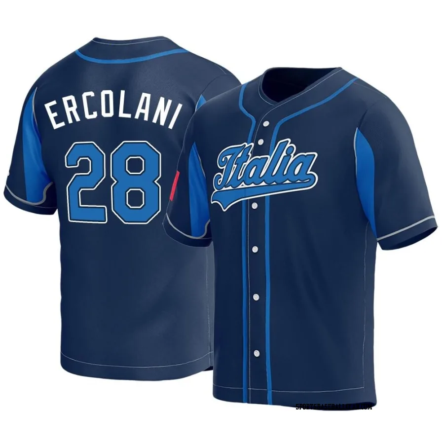 Alessandro Ercolani Men's Italy Baseball Navy Replica 2023 World Baseball Classic Jersey