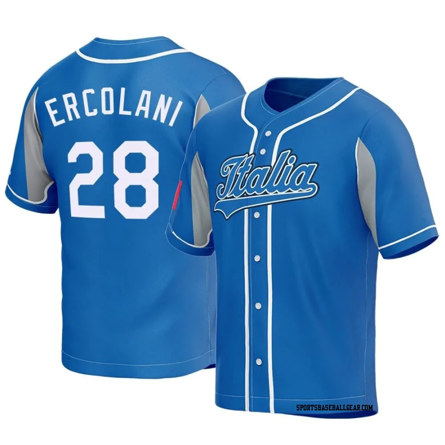 Alessandro Ercolani Men's Italy Baseball Royal Replica 2023 World Baseball Classic Jersey