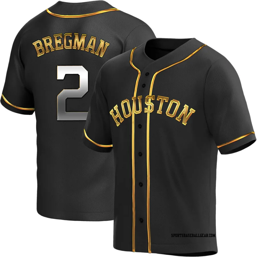 Alex Bregman Men's Houston Astros Black Golden Replica Alternate Jersey