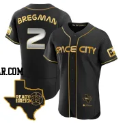 Alex Bregman Men's Houston Astros Black/Gold Authentic 2023 Space City Ready 2 Reign Flex Base Jersey