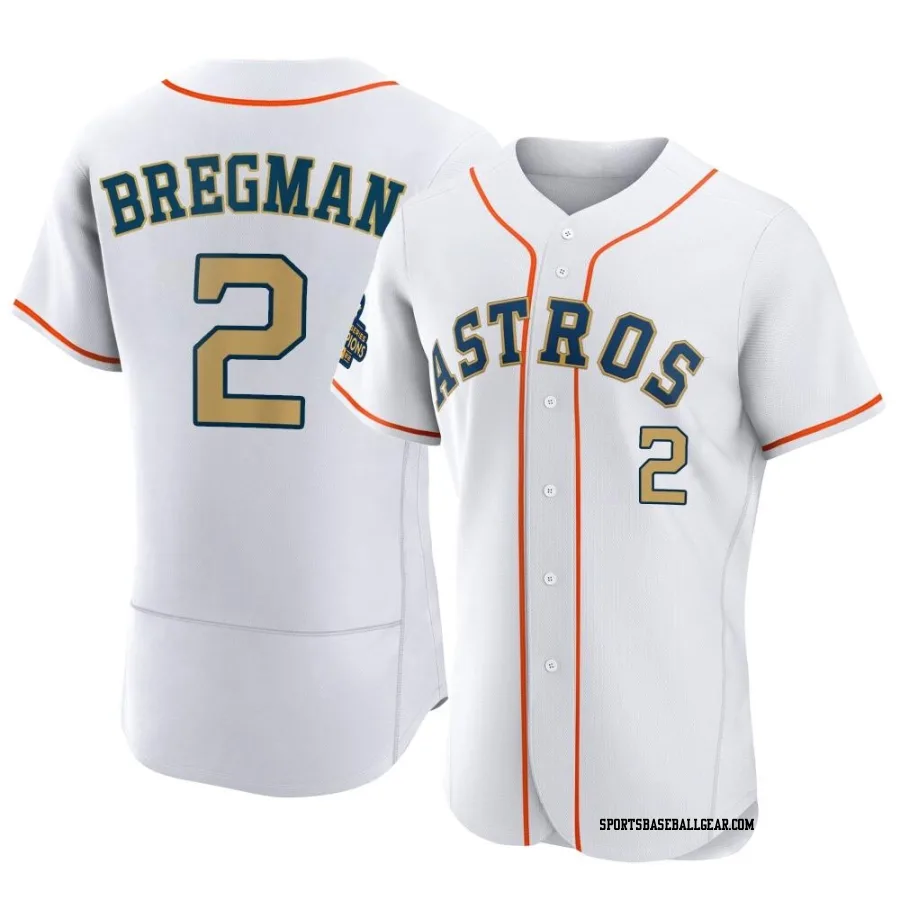 Alex Bregman Men's Houston Astros Gold Authentic White 2023 Collection Jersey