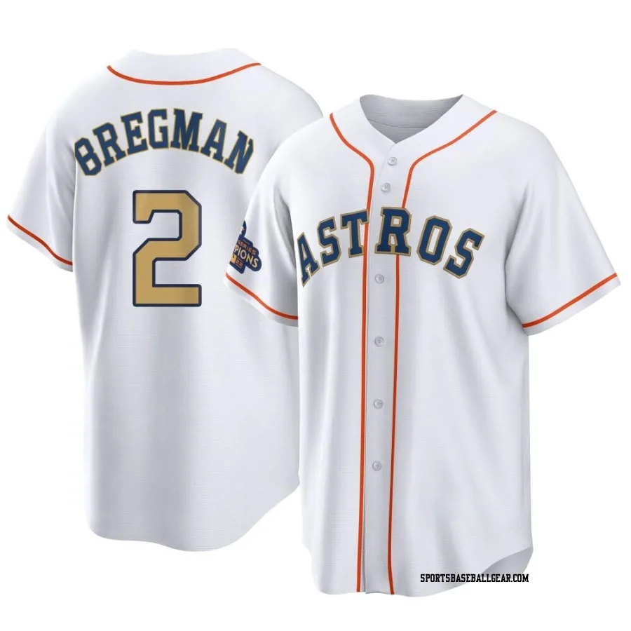 Alex Bregman Men's Houston Astros Gold Replica White 2023 Collection Jersey