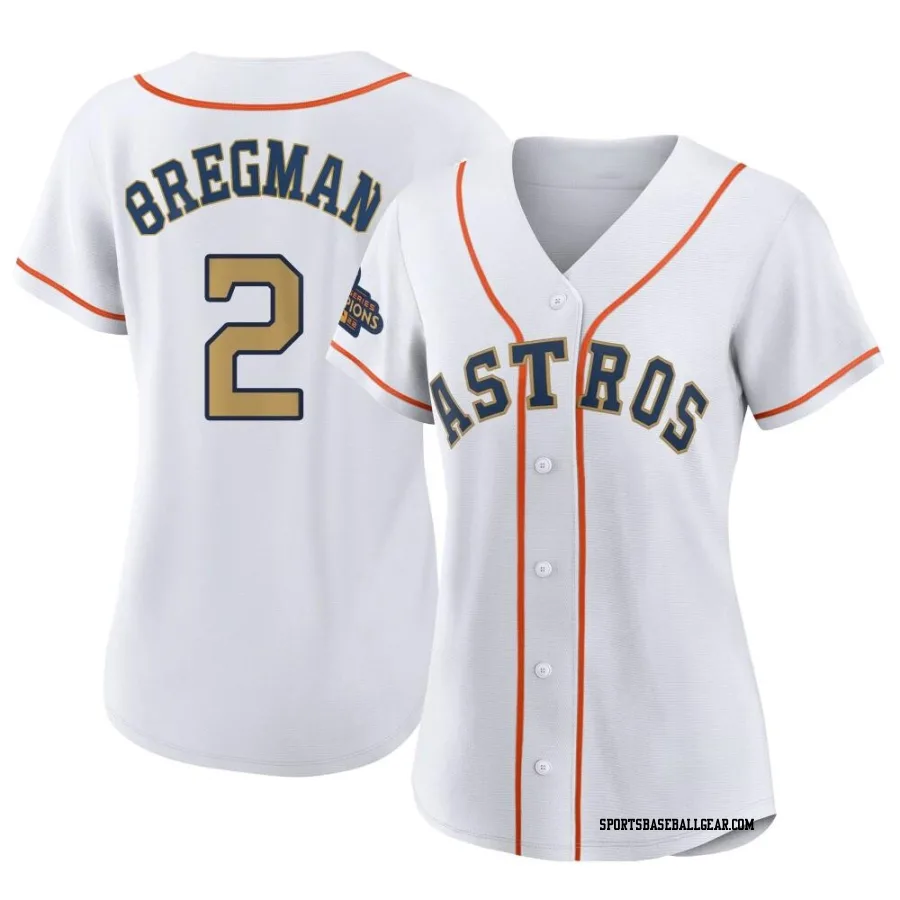 Alex Bregman Women's Houston Astros Gold Authentic White 2023 Collection Jersey