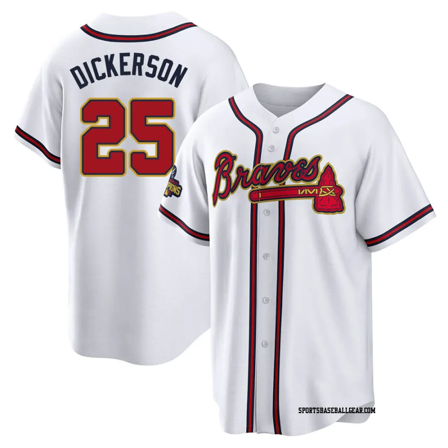 Alex Dickerson Men's Atlanta Braves Gold Replica White 2022 Program Jersey