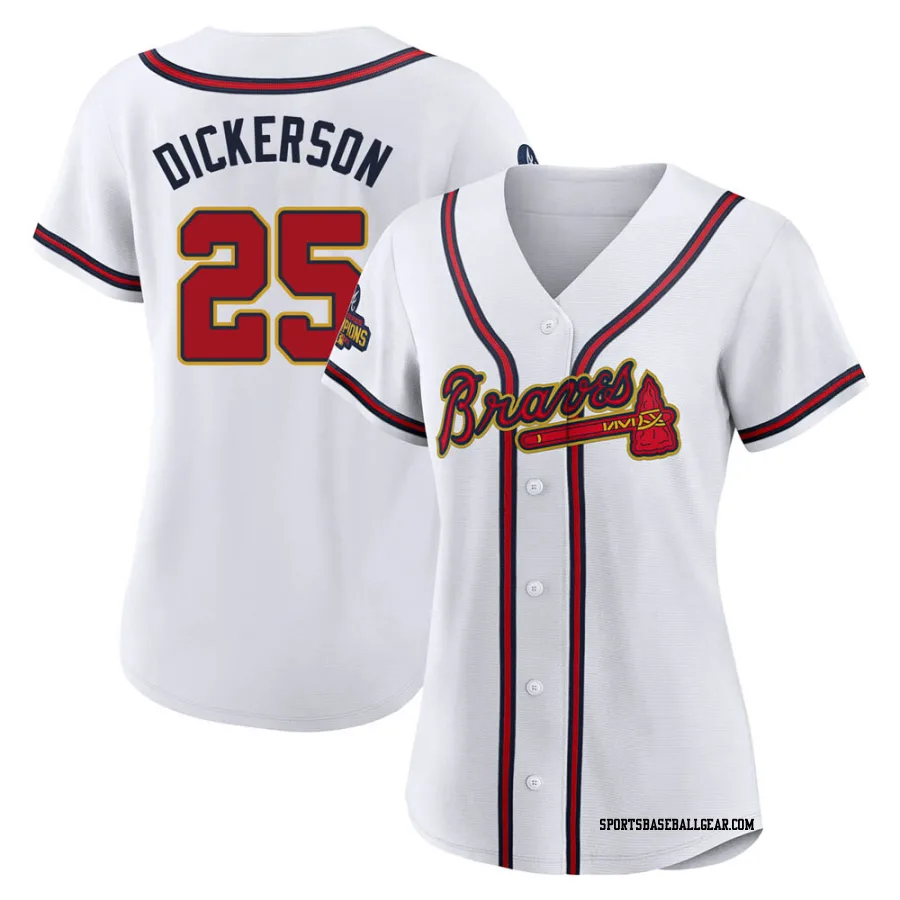 Alex Dickerson Women's Atlanta Braves Gold Replica White 2022 Program Jersey