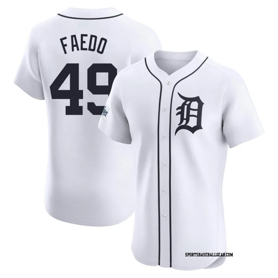 Alex Faedo Men's Detroit Tigers White Elite Home Patch Jersey