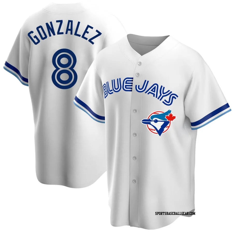 Alex Gonzalez Men's Toronto Blue Jays White Replica Home Cooperstown Collection Jersey