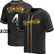 Alex Gordon Men's Kansas City Royals Black Golden Replica Alternate Jersey