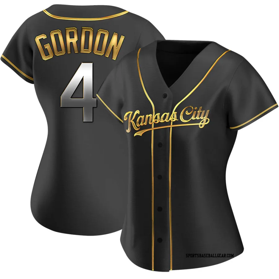 Alex Gordon Women's Kansas City Royals Black Golden Replica Alternate Jersey