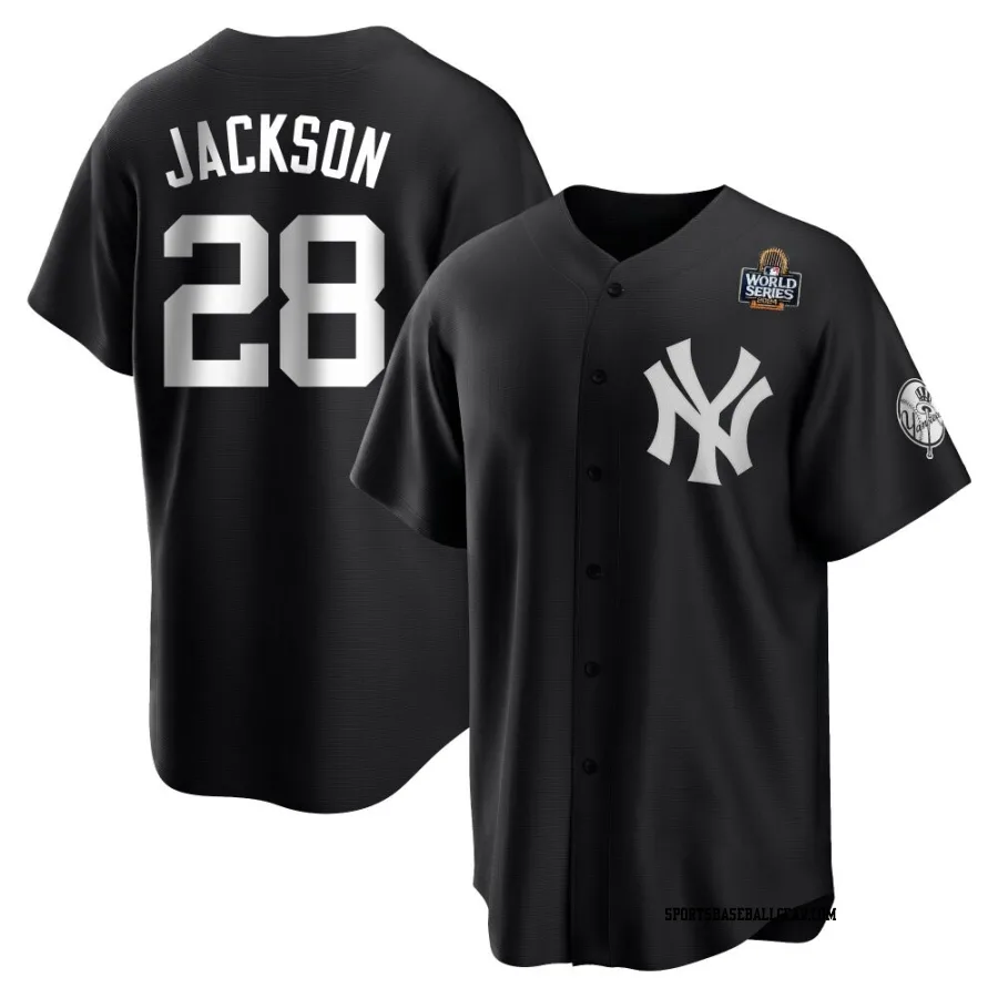 Alex Jackson Youth New York Yankees Black/White Replica 2024 World Series Jersey