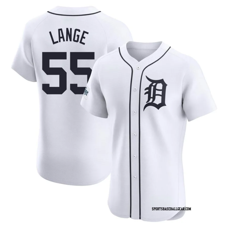 Alex Lange Men's Detroit Tigers White Elite Home Patch Jersey