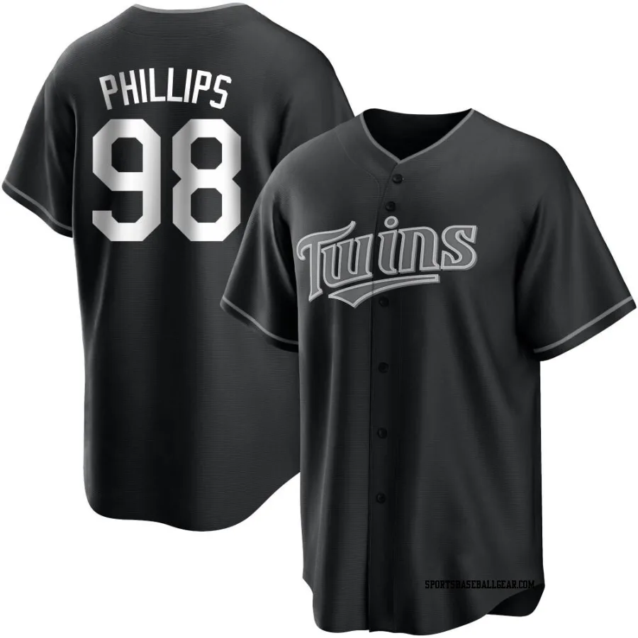 Alex Phillips Men's Minnesota Twins Black/White Replica Jersey