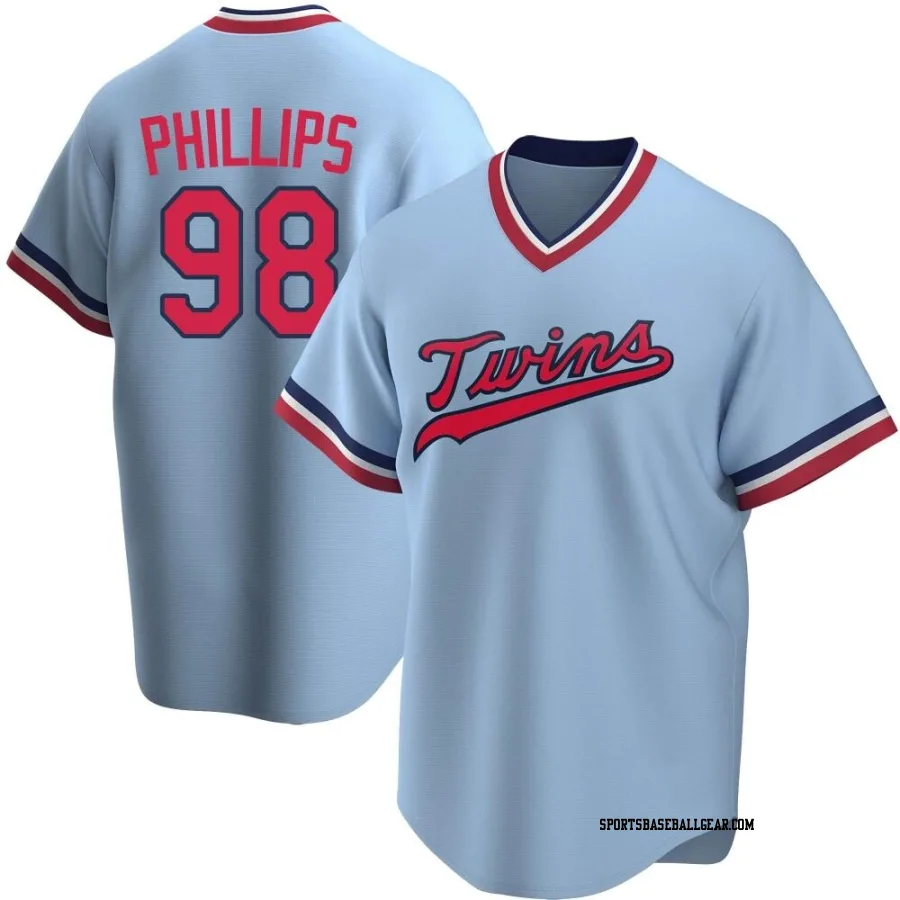 Alex Phillips Men's Minnesota Twins Light Blue Replica Road Cooperstown Collection Jersey