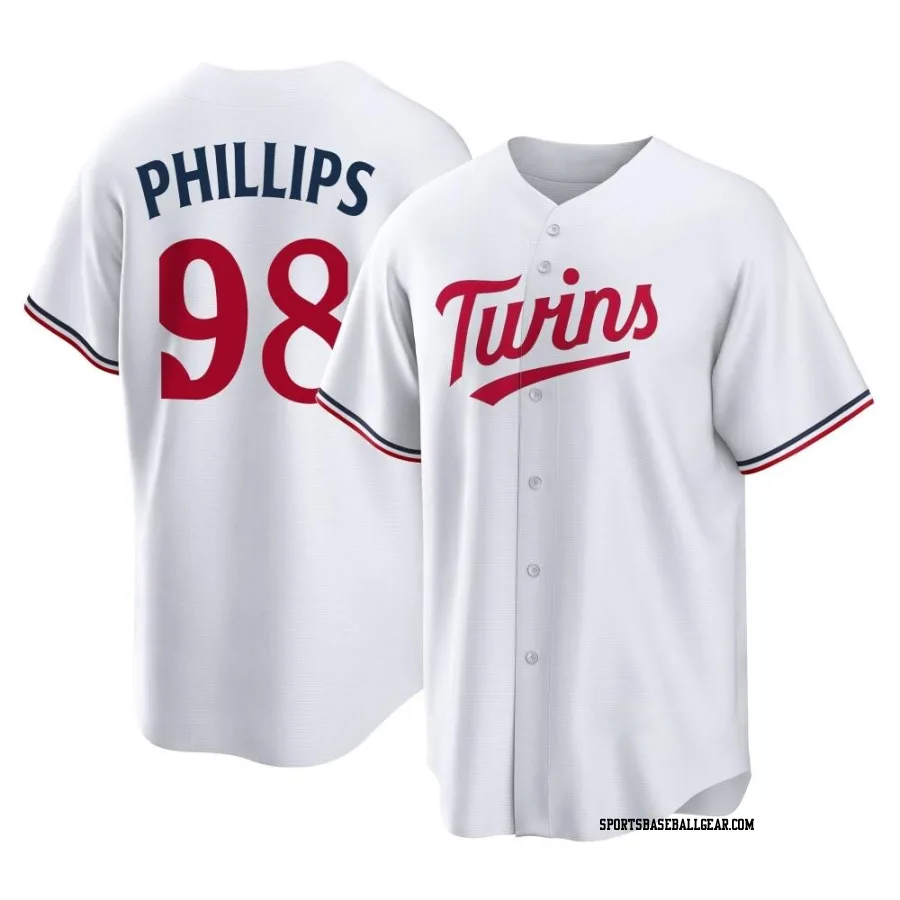 Alex Phillips Men's Minnesota Twins White Replica Home Jersey