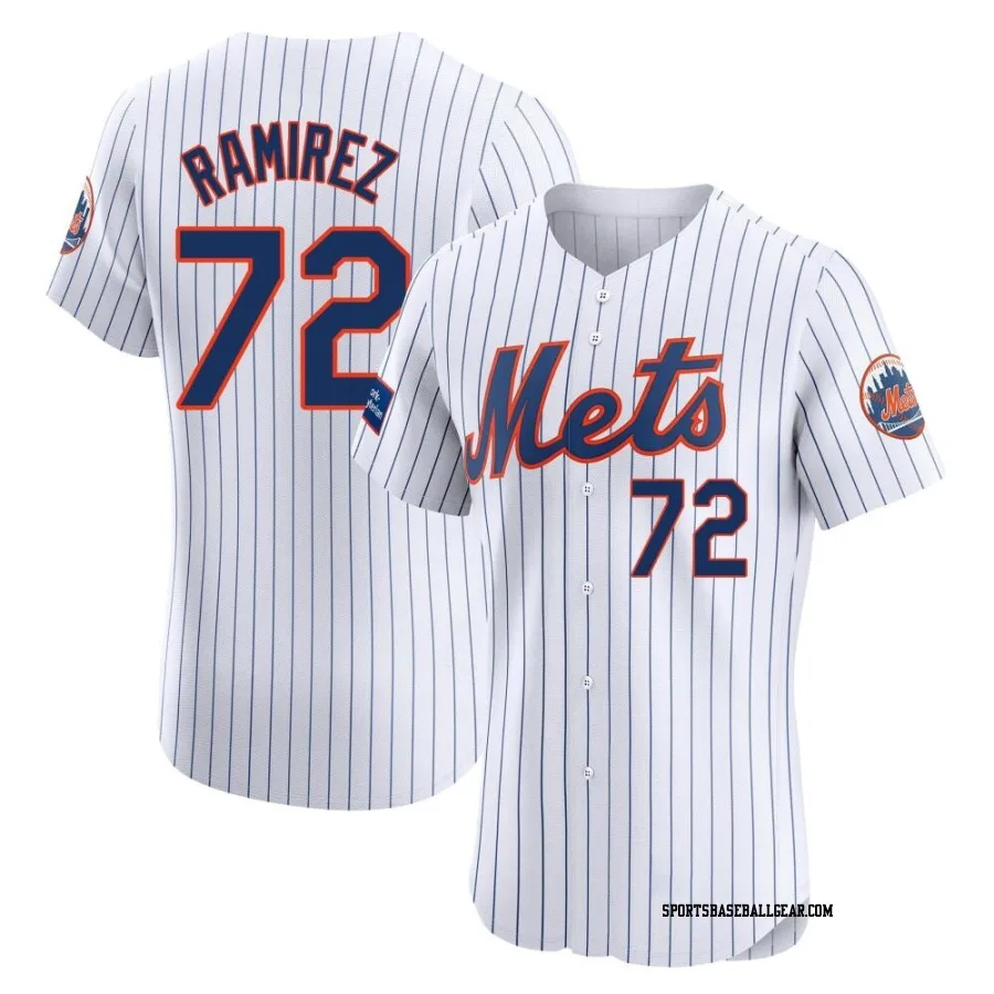 Alex Ramirez Men's New York Mets White Elite Home Patch Jersey