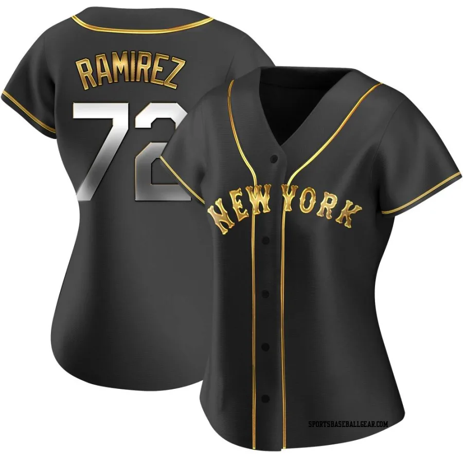 Alex Ramirez Women's New York Mets Black Golden Replica Alternate Jersey