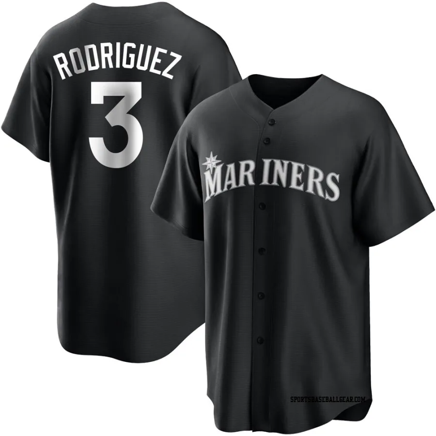 Alex Rodriguez Men's Seattle Mariners Black/White Replica Jersey