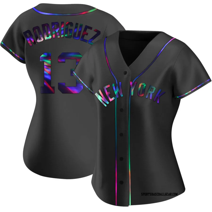 Alex Rodriguez Women's New York Yankees Black Holographic Replica Alternate Jersey