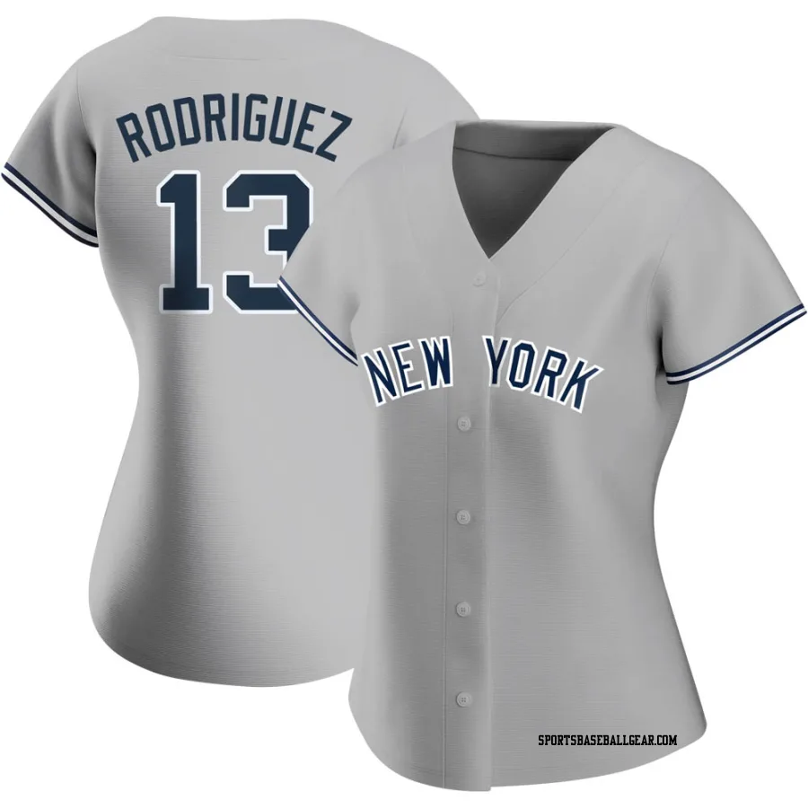 Alex Rodriguez Women's New York Yankees Gray Replica Road Name Jersey