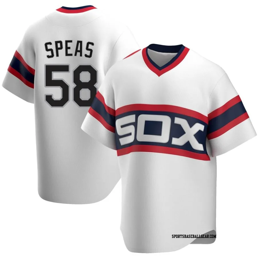 Alex Speas Men's Chicago White Sox White Replica Cooperstown Collection Jersey