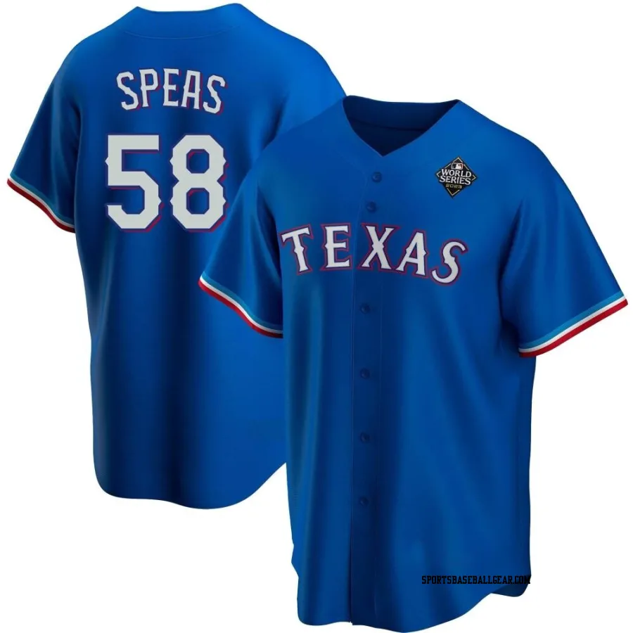 Alex Speas Men's Texas Rangers Royal Replica Alternate 2023 World Series Jersey