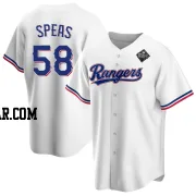 Alex Speas Men's Texas Rangers White Replica Home 2023 World Series Jersey