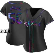 Alex Speas Women's Texas Rangers Black Holographic Replica Alternate 2023 World Series Jersey