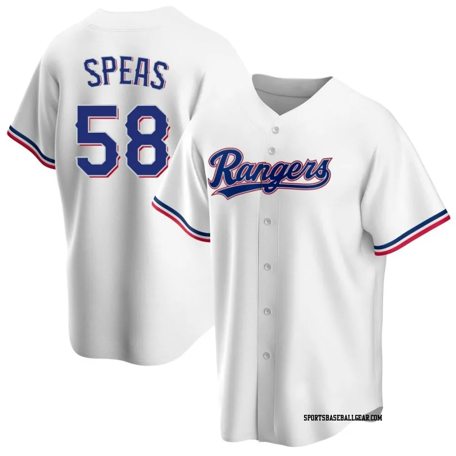 Alex Speas Youth Texas Rangers White Replica Home Jersey