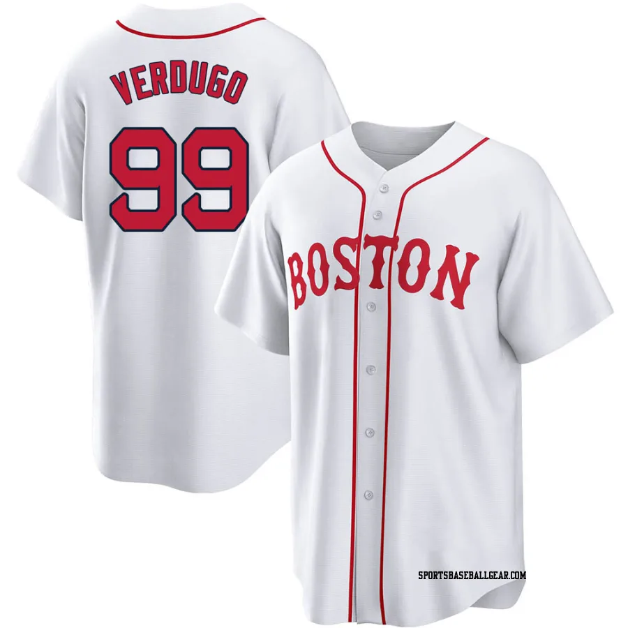 Alex Verdugo Men's Boston Red Sox White Replica 2021 Patriots' Day Jersey