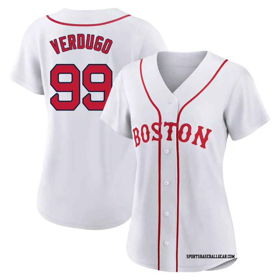 Alex Verdugo Women's Boston Red Sox White Replica 2021 Patriots' Day Jersey