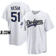 Alex Vesia Men's Los Angeles Dodgers White/Gold Replica 2021 Gold Program Player Jersey