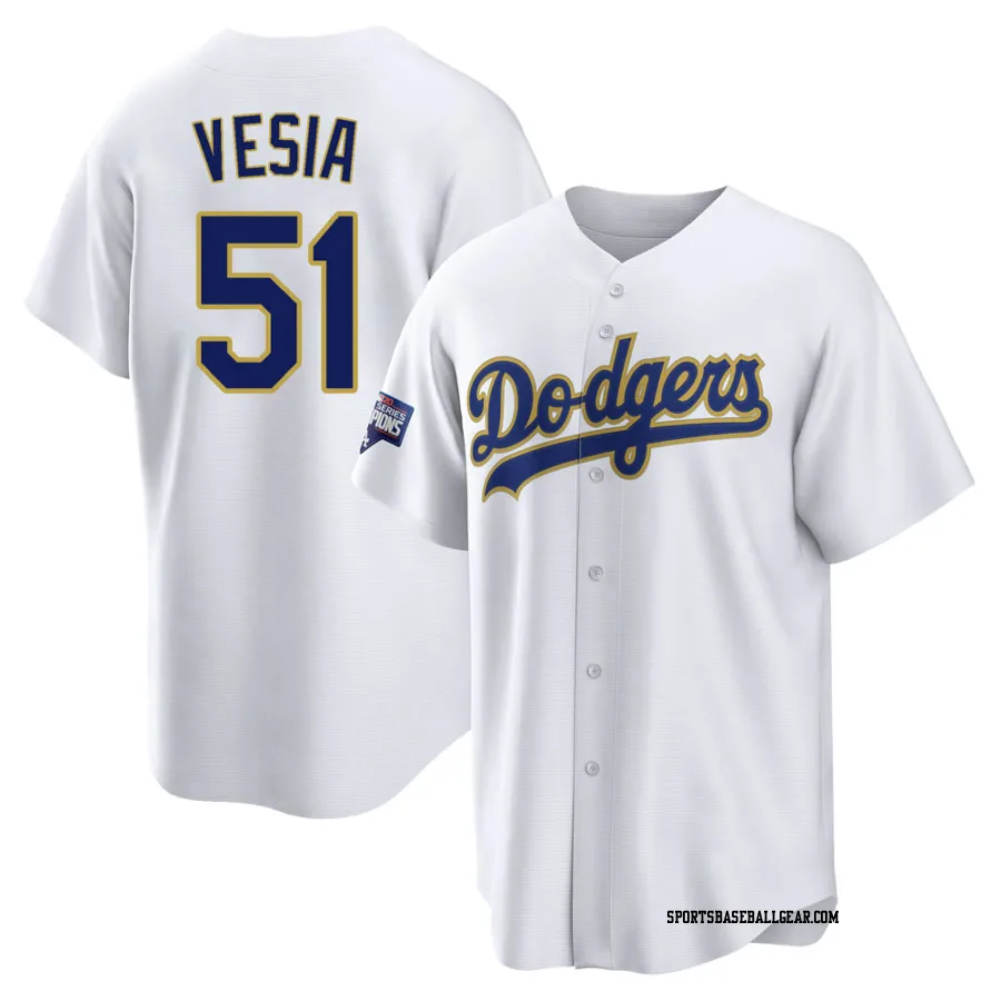 Alex Vesia Men's Los Angeles Dodgers White/Gold Replica 2021 Gold Program Player Jersey