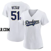 Alex Vesia Women's Los Angeles Dodgers White/Gold Authentic 2021 Gold Program Player Jersey