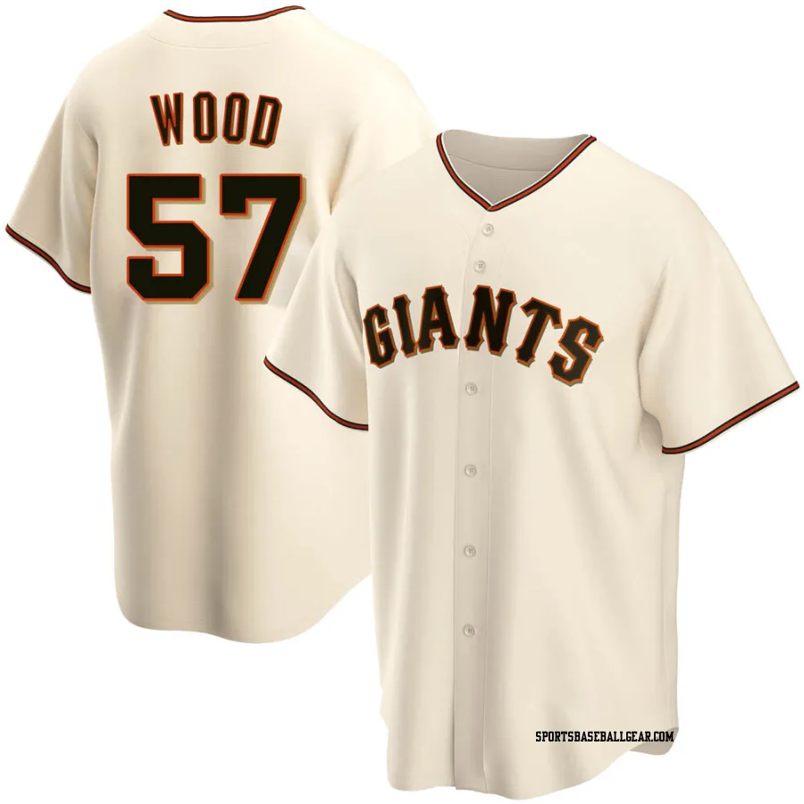 Alex Wood Men's San Francisco Giants Cream Replica Home Jersey