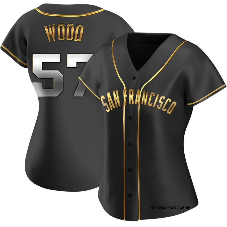 Alex Wood Women's San Francisco Giants Black Golden Replica Alternate Jersey