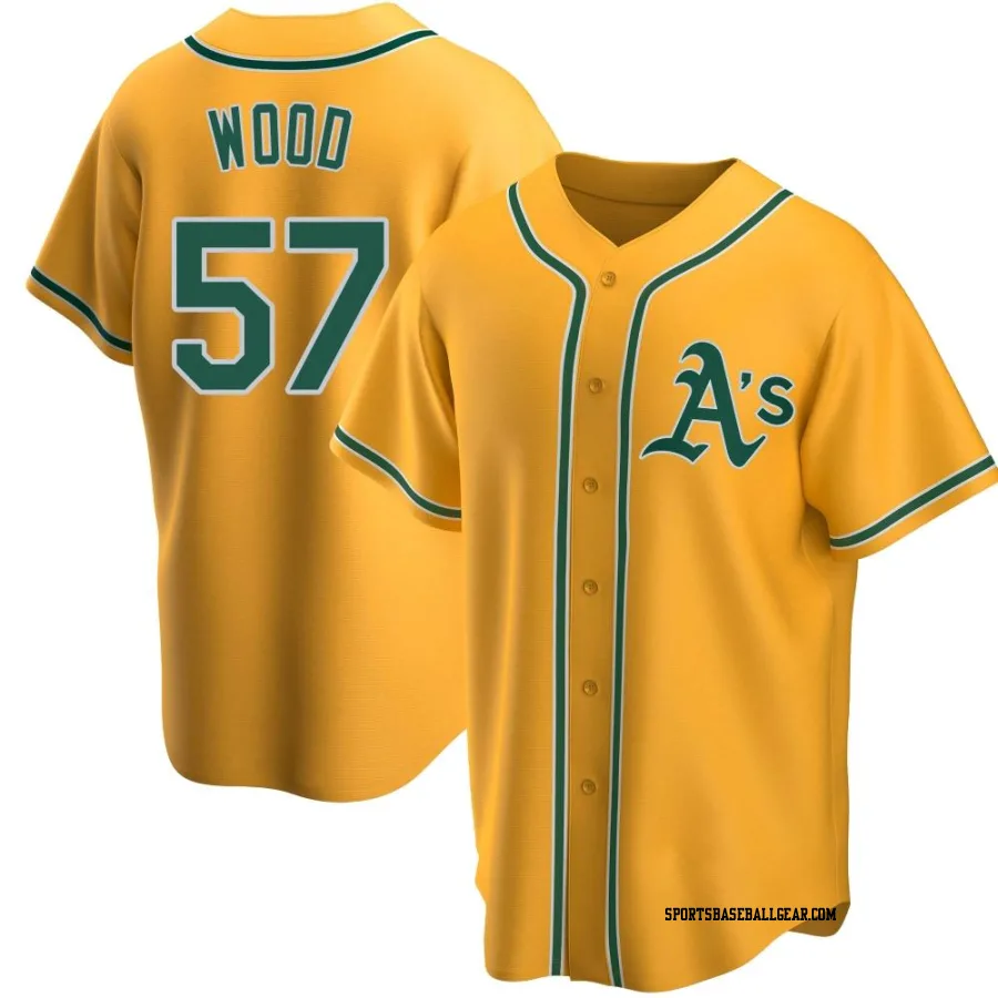 Alex Wood Youth Oakland Athletics Gold Replica Alternate Jersey