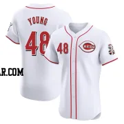 Alex Young Men's Cincinnati Reds White Elite Home Patch Jersey