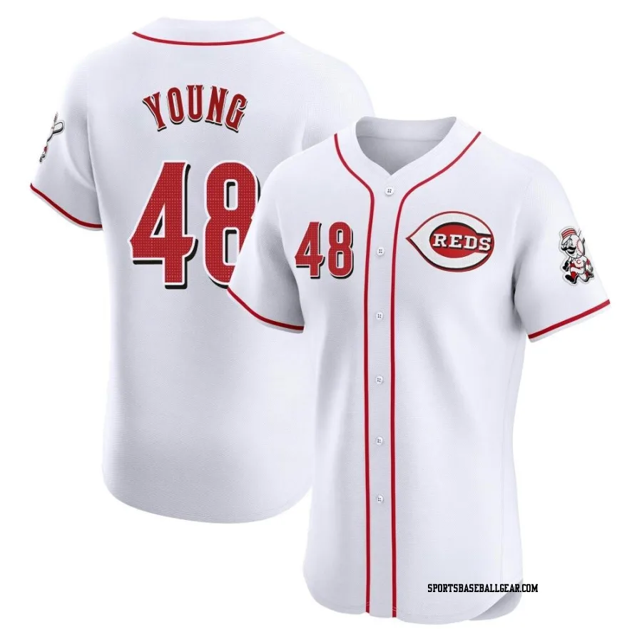 Alex Young Men's Cincinnati Reds White Elite Home Patch Jersey