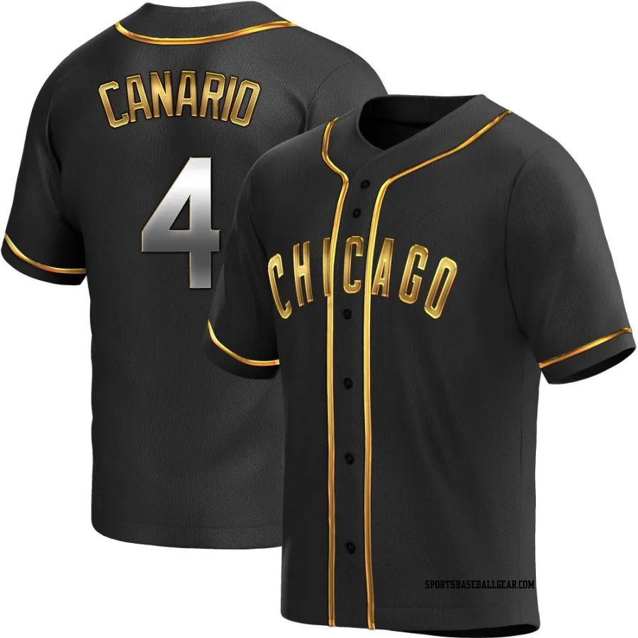 Alexander Canario Men's Chicago Cubs Black Golden Replica Alternate Jersey