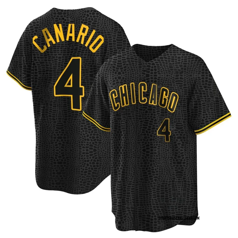 Alexander Canario Men's Chicago Cubs Black Replica Snake Skin City Jersey