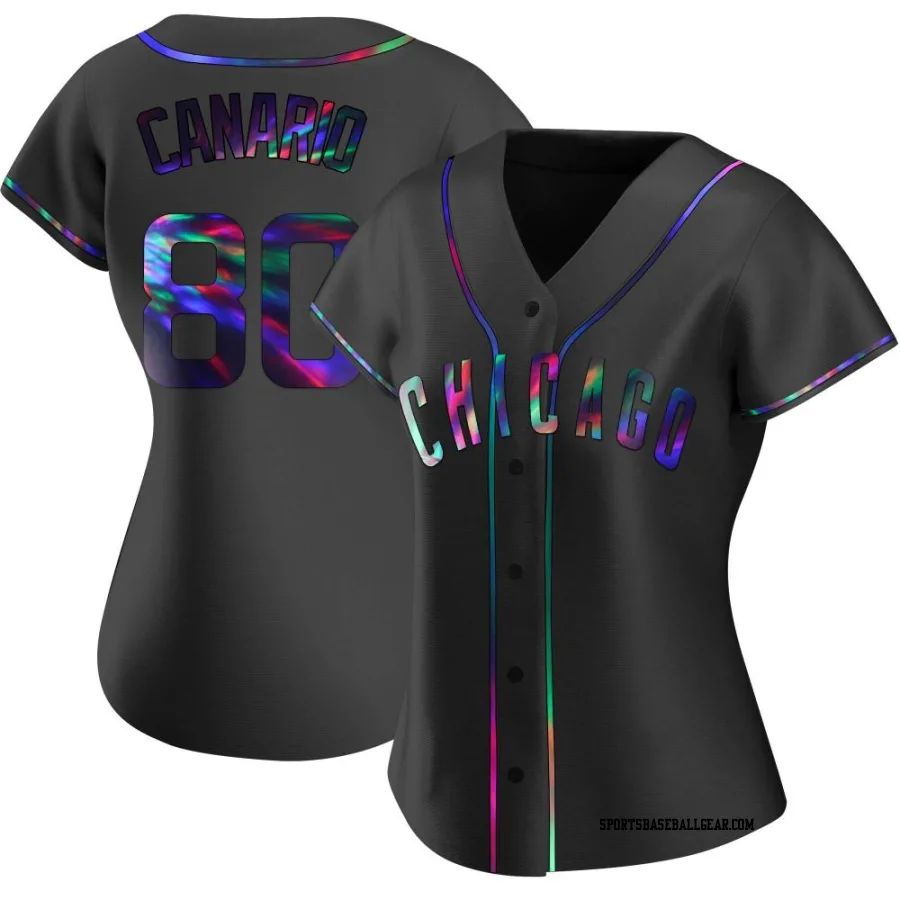 Alexander Canario Women's Chicago Cubs Black Holographic Replica Alternate Jersey