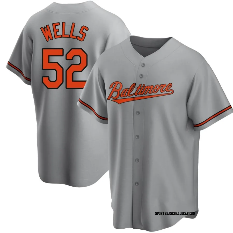 Alexander Wells Men's Baltimore Orioles Gray Replica Road Jersey