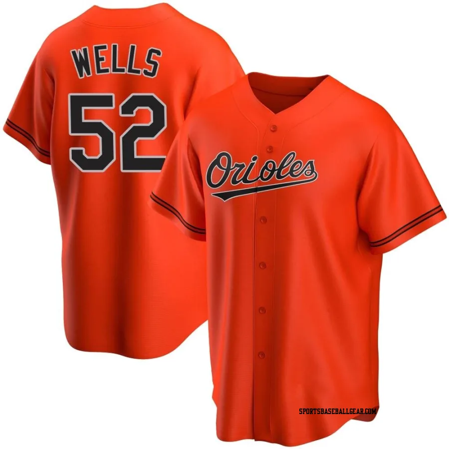 Alexander Wells Men's Baltimore Orioles Orange Replica Alternate Jersey