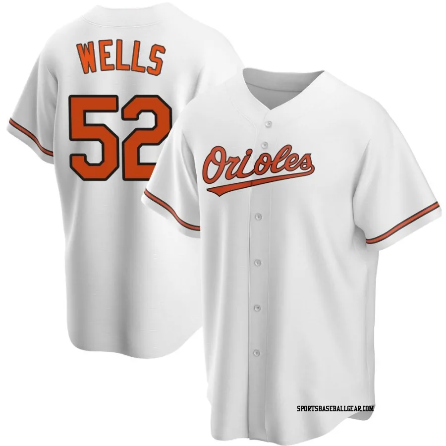 Alexander Wells Men's Baltimore Orioles White Replica Home Jersey