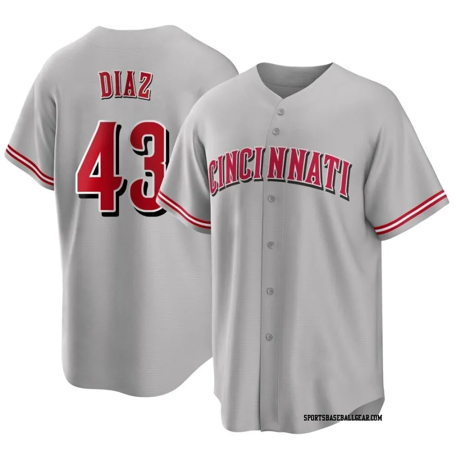 Alexis Diaz Men's Cincinnati Reds Gray Replica Road Jersey