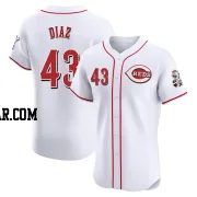 Alexis Diaz Men's Cincinnati Reds White Elite Home Patch Jersey